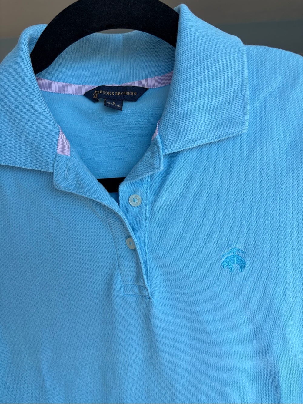 Ladies S | Brooks Brothers Sky Blue Polo with Pink Trim